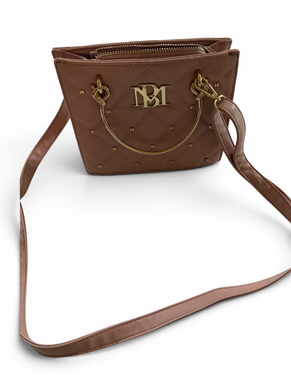 Badgley Mischka Pink Quilted Crossbody with Gold Hardware